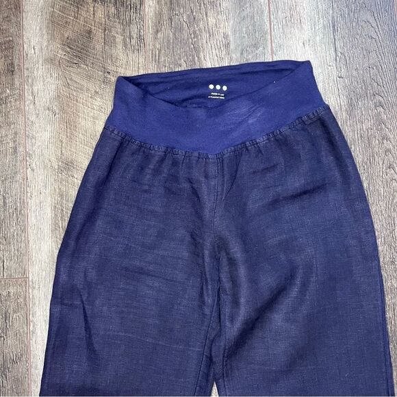 Three Dots Wide Leg High Waisted Linen Pants Navy Blue Size Small - Picture 4 of 8